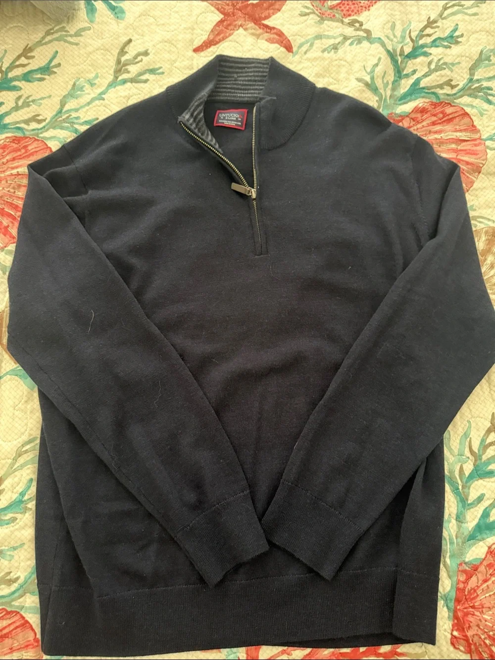 UNTUCKit Men’s Navy Quarter-Zip Sweater